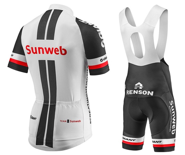 2017 Team Sunweb Giant White Cycling Jersey And Bib Shorts Set