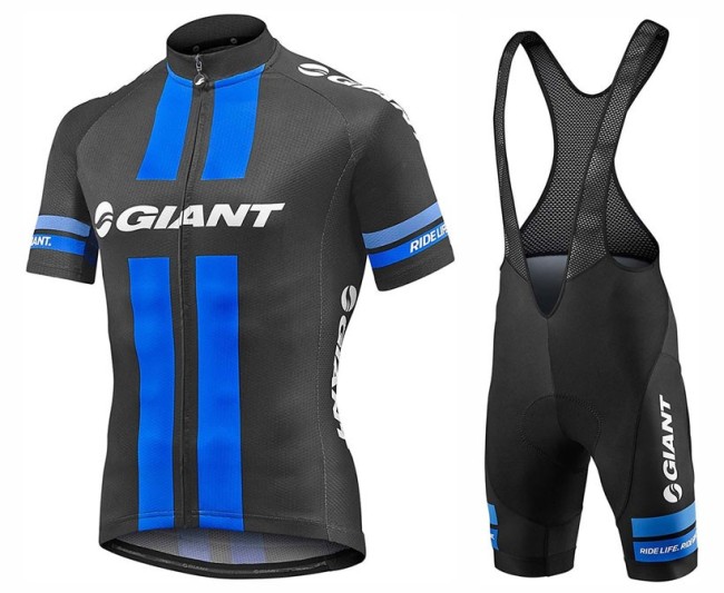 2017 Team Giant Black-Blue Cycling Jersey And Bib Shorts Set