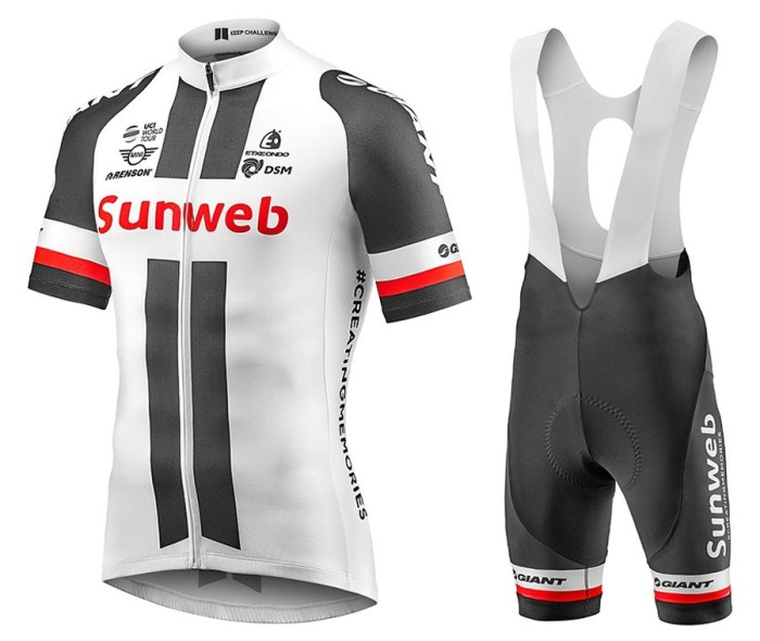 2017 Team Sunweb Giant White Cycling Jersey And Bib Shorts Set