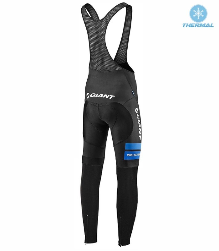 2017 Team Giant Black-Blue Thermal Cycling Jersey And Bib Pants Set