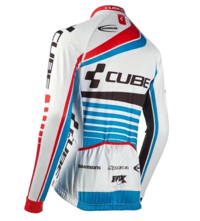 2016 Cube Teamline White-Blue Long Sleeve Cycling Jersey And Bib Pants Set