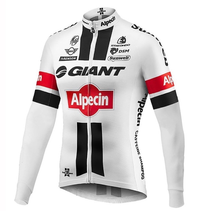 2016 Giant Alpecin TDF Edition White Long Sleeve Cycling Jersey And Bib Pants Set