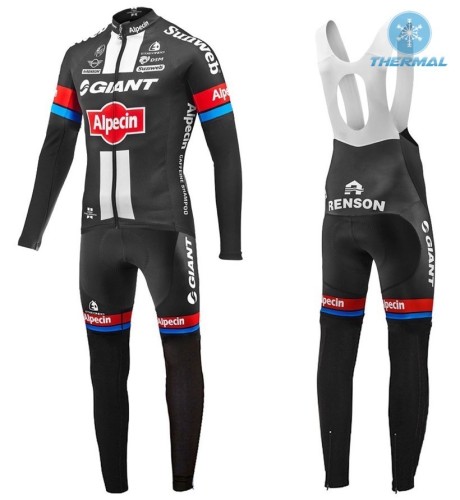 2016 Team Giant-Alpecin Thermal Long Sleeve Cycling Jersey And Bib Pants Set