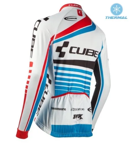 2016 Cube Teamline White-Blue Thermal Cycling Long Sleeve Jersey