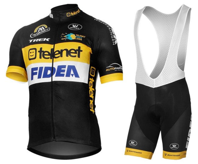 2017 Trek Telenet Fidea Lions Black Cycling Jersey And Bib Shorts Set