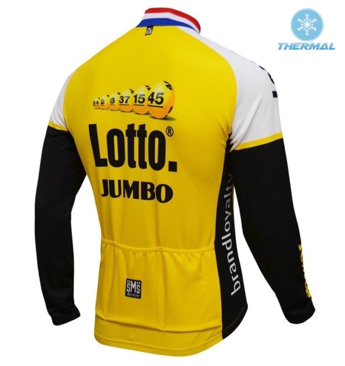 2016 Lotto-Jumbo Yellow Thermal Long Sleeve Cycling Jersey And Bib Pants Set