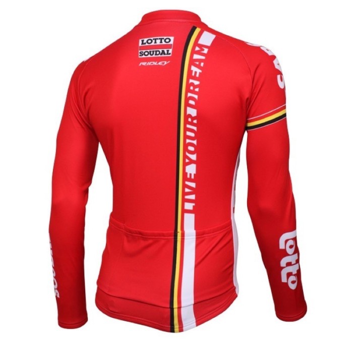 2016 Lotto Soudal Red Long Sleeve Cycling Jersey And Bib Pants Set