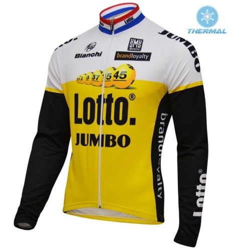 2016 Lotto-Jumbo Yellow Thermal Long Sleeve Cycling Jersey And Bib Pants Set