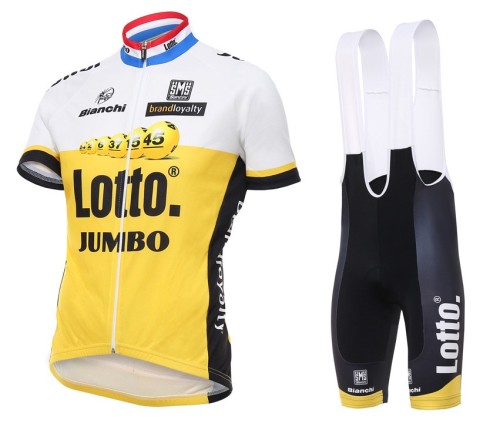 2016 Lotto-Jumbo Yellow Cycling Jersey And Bib Shorts Set