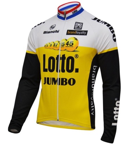 2016 Lotto-Jumbo Yellow Long Sleeve Cycling Jersey And Bib Pants Set