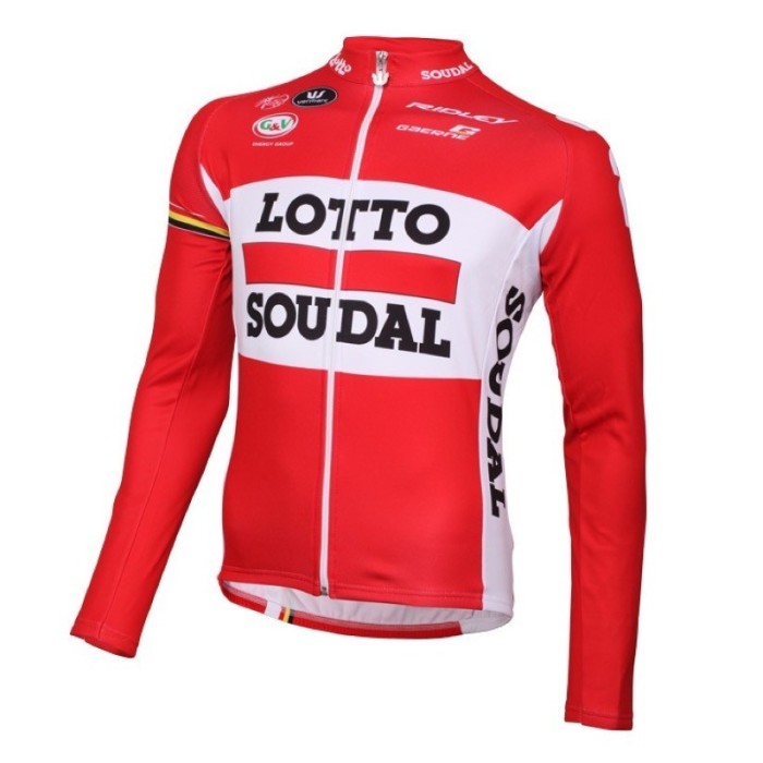 2016 Lotto Soudal Red Long Sleeve Cycling Jersey And Bib Pants Set