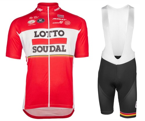 2017 Lotto-Soudal Red Cycling Jersey And Bib Shorts Set