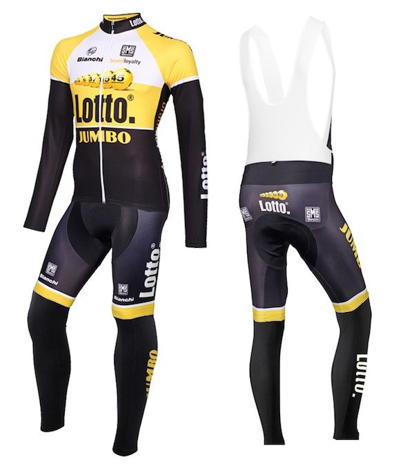 2015 Lotto NL-Jumbo Yellow Long Sleeve Cycling Jersey And Bib Pants