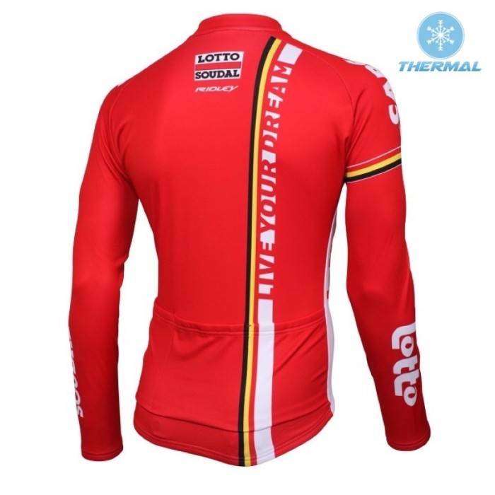 2016 Lotto Soudal Red Thermal Long Sleeve Cycling Jersey And Bib Pants Set