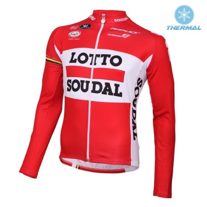 2016 Lotto Soudal Red Thermal Long Sleeve Cycling Jersey And Bib Pants Set