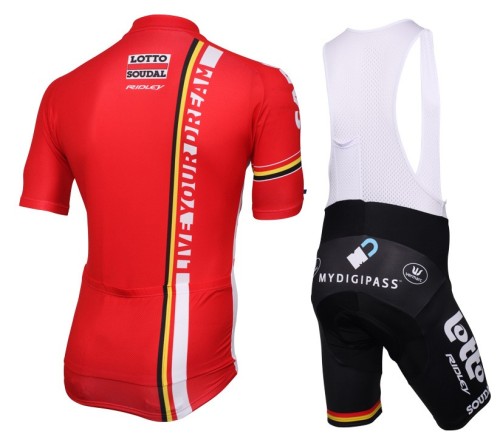 2016 Lotto Soudal Red Cycling Jersey And Bib Shorts Set