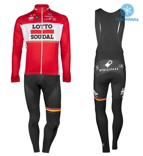 2017 Lotto-Soudal Red Thermal Cycling Jersey And Bib Pants Set