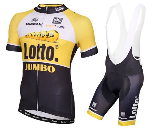 2015 Lotto NL-Jumbo Yellow Cycling Jersey And Bib Shorts Set