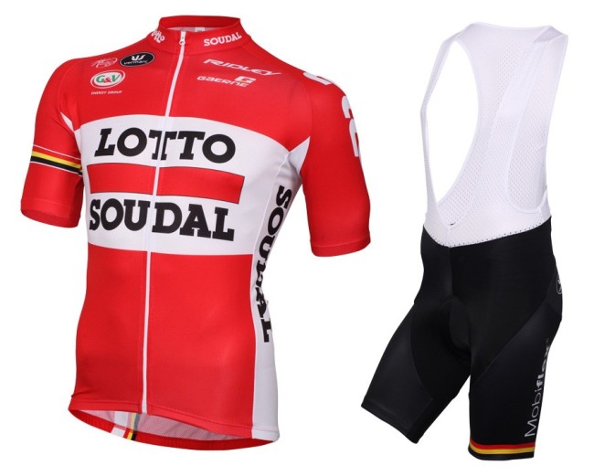 2016 Lotto Soudal Red Cycling Jersey And Bib Shorts Set