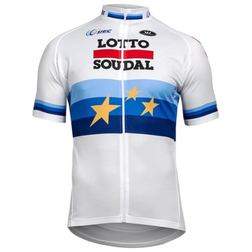 2018 Lotto European Champion White Cycling Jersey And Bib Shorts Set