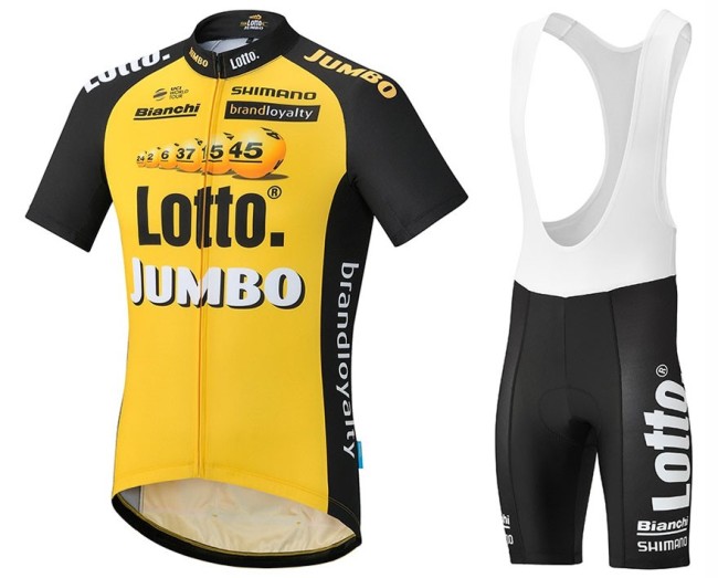 2017 Lotto NL-Jumbo Yellow Cycling Jersey And Bib Shorts Set