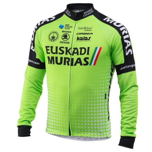 2018 Euskadi Murias Team Green Long Sleeve Cycling Jersey And Bib Pants Set