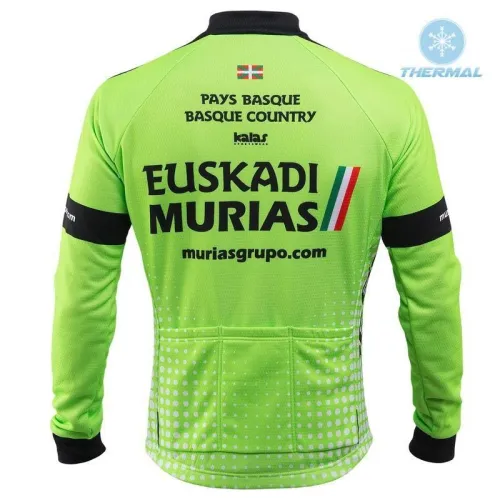2018 Euskadi Murias Team Green Thermal Long Sleeve Cycling Jersey