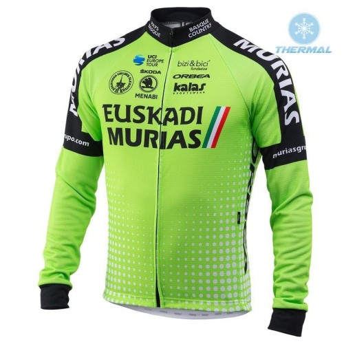 2018 Euskadi Murias Team Green Thermal Long Sleeve Cycling Jersey