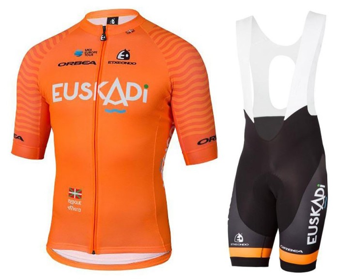 2018 Euskadi Orange Cycling Jersey And Bib Shorts Set