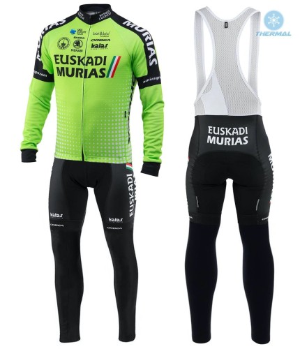 2018 Euskadi Murias Team Green Thermal Cycling Jersey And Bib Pants Set