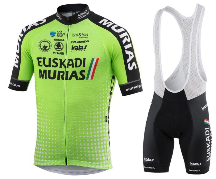 2018 Euskadi Murias Team Green Cycling Jersey And Bib Shorts Set