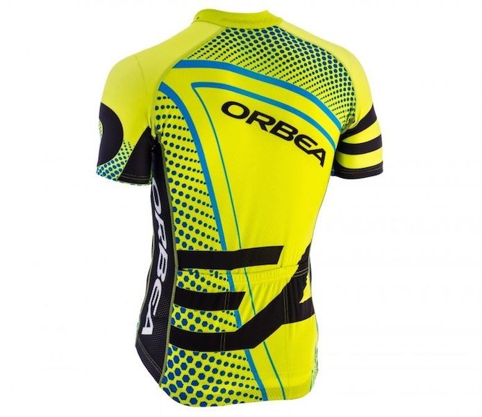 2015 Orbea fluo Yellow With Blue Dot Cycling Jersey And Bib Shorts Set