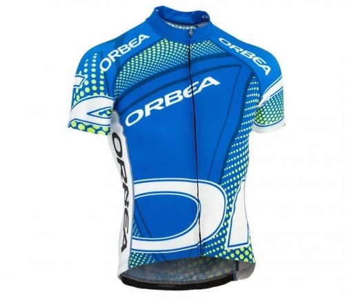 2015 Orbea Blue With Green Dot Cycling Jersey And Bib Shorts Set