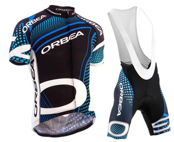 2015 Orbea Black With Blue Dot Cycling Jersey And Bib Shorts Set