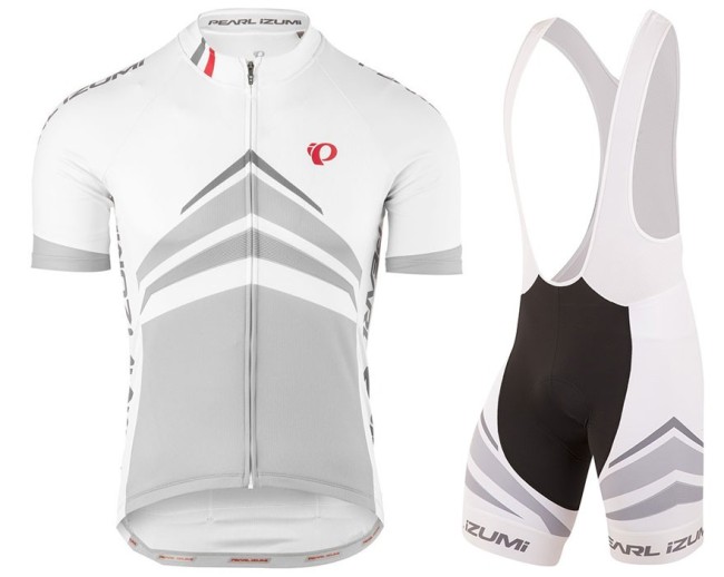 2017 Pearl Izumi Elite Pursuit White Cycling Jersey And Bib Shorts Set