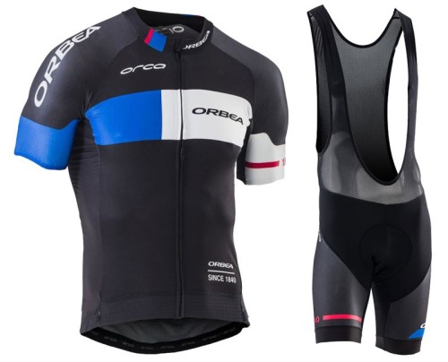 2016 Orbea Team Pro Black-Blue Cycling Jersey And Bib Shorts Set