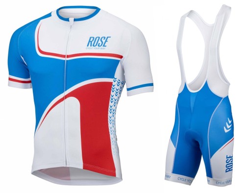 2016 Rose Retro Blue-White Jersey And Bib Shorts Set