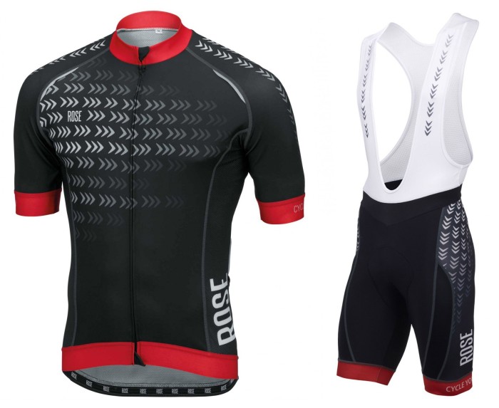 2016 Rose Race Pro Arrows Black Jersey And Bib Shorts Set