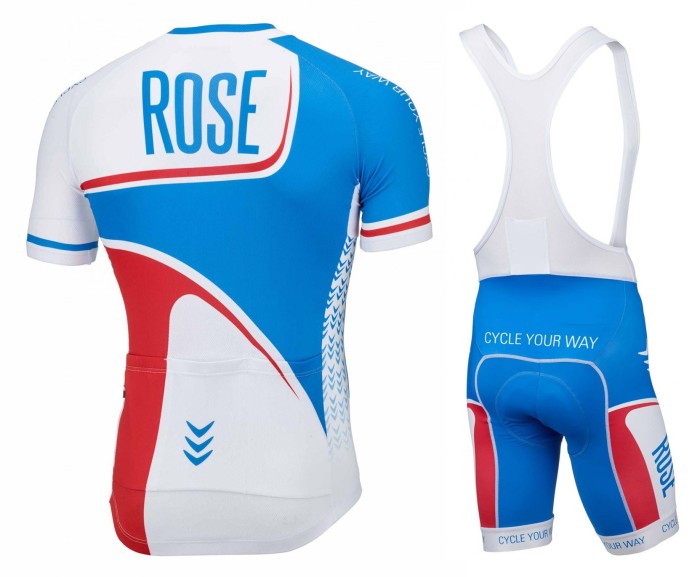 2016 Rose Retro Blue-White Jersey And Bib Shorts Set