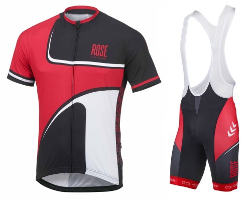 2016 Rose Retro Black-Red Jersey And Bib Shorts Set