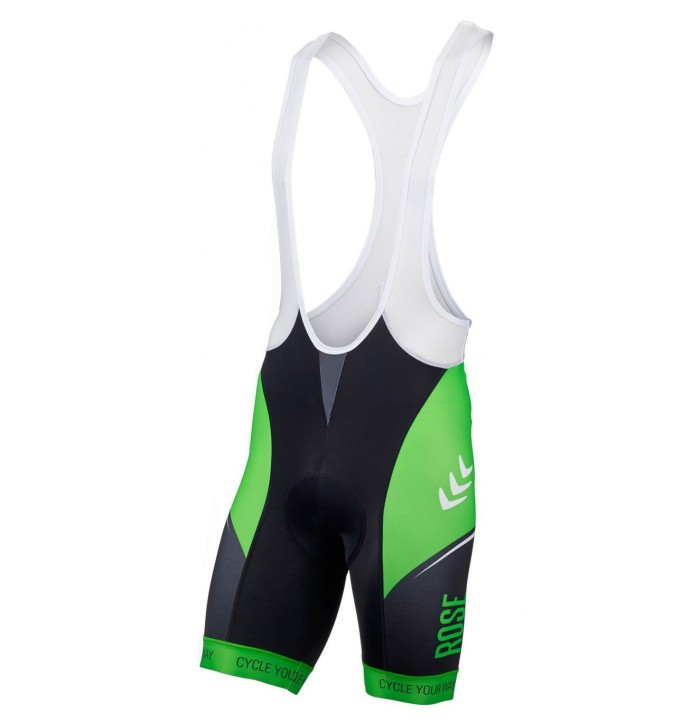 2016 Rose Retro Black-Green Cycling Bib Shorts