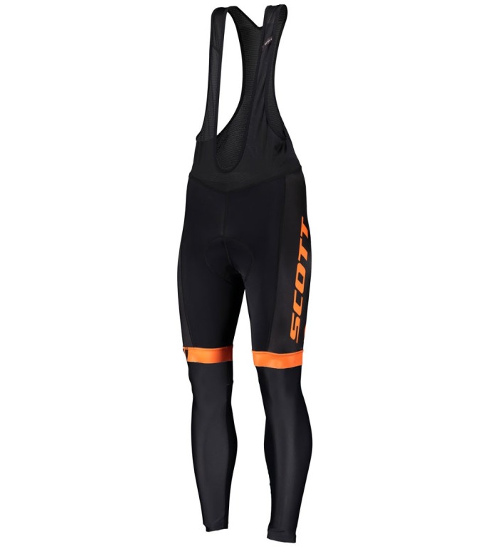 2019 Scott-RC-Team Black-Grey-Orange Long Sleeve Cycling Jersey And Bib Pants Set