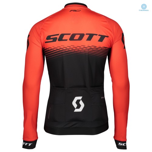 2019 Scott-RC PRO Black-Red Thermal Long Sleeve Cycling Jersey