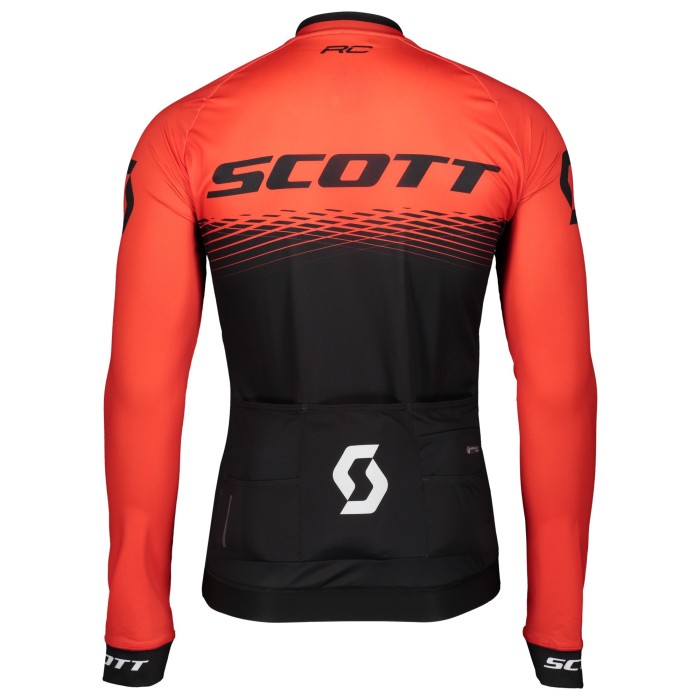 2019 Scott-RC PRO Black-Red Long Sleeve Cycling Jersey And Bib Pants Set