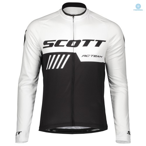 2019 Scott-RC-Team Black-White Thermal Long Sleeve Cycling Jersey