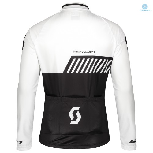 2019 Scott-RC-Team Black-White Thermal Long Sleeve Cycling Jersey