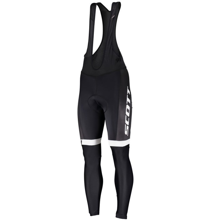 2019 Scott-RC-Team Black-White Long Sleeve Cycling Jersey And Bib Pants Set