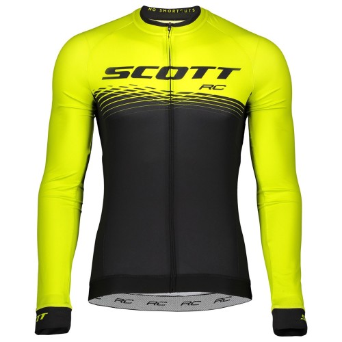 2019 Scott-RC PRO Black-Yellow Long Sleeve Cycling Jersey