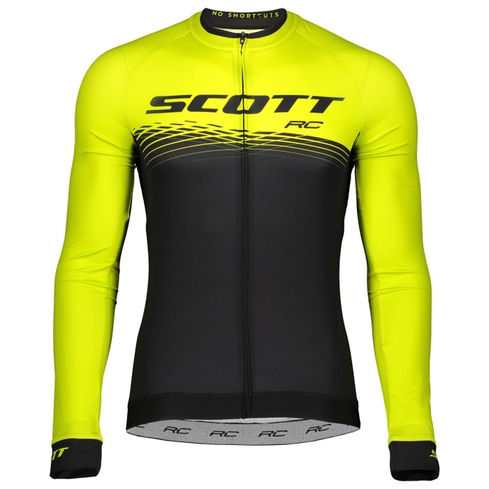 2019 Scott-RC PRO Black-Yellow Long Sleeve Cycling Jersey