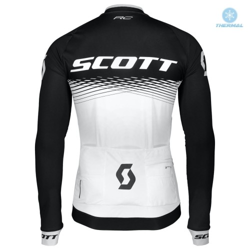 2019 Scott-RC PRO Black-White Thermal Long Sleeve Cycling Jersey
